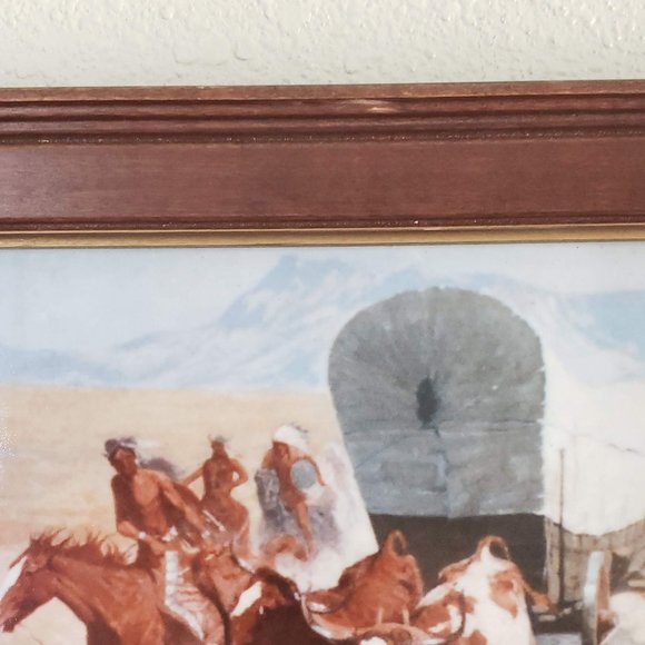 The Emigrants Frederic Remington Porcelain Tile Framed COA - Picture 3 of 8